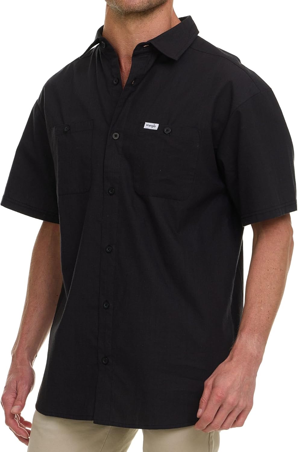 Wrangler Button Up Shirts for Men Big and Tall - Chambray Woven Short Sleeve Casual Shirt - Image 2