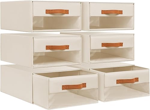 Miniatura 16 de DIMJ Organizadores de armario y almacenamiento - Contenedores de tela con cajones para armario, organizadores de ropa plegables con ventana