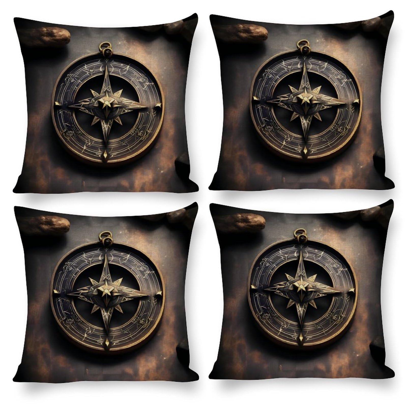 Housse de coussin runes nordiques et boussole pour créer un salon cocooning scandinave