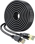 Chat 8 Câble Ethernet 50FT, Réseau à haute vitesse de poids lourd LAN Cordage par lots 40Gbps 2000Mhz avec plaqué or RJ45 Connecteur, câble Internet extérieur et intérieur compatible pour Router Gaming Modem Xbox