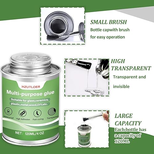 Miniatura 3 de Súper pegamento multiusos  Adhesivo transparente de alta resistencia de 4 onzas con cepillo  para madera, cerámica, cuero, plástico, manualidades y