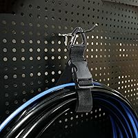 Vista 5 de Heavy Duty Extension Cord Holder Organizer (8 Pack black) 17 Inch Adjustable Storage Straps with Triangle Clips Perfect for Garage Organization
