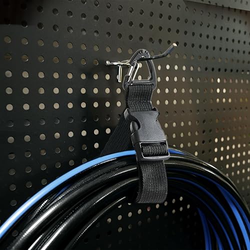 Vista 5 de Heavy Duty Extension Cord Holder Organizer (8 Pack black) 17 Inch Adjustable Storage Straps with Triangle Clips Perfect for Garage Organization