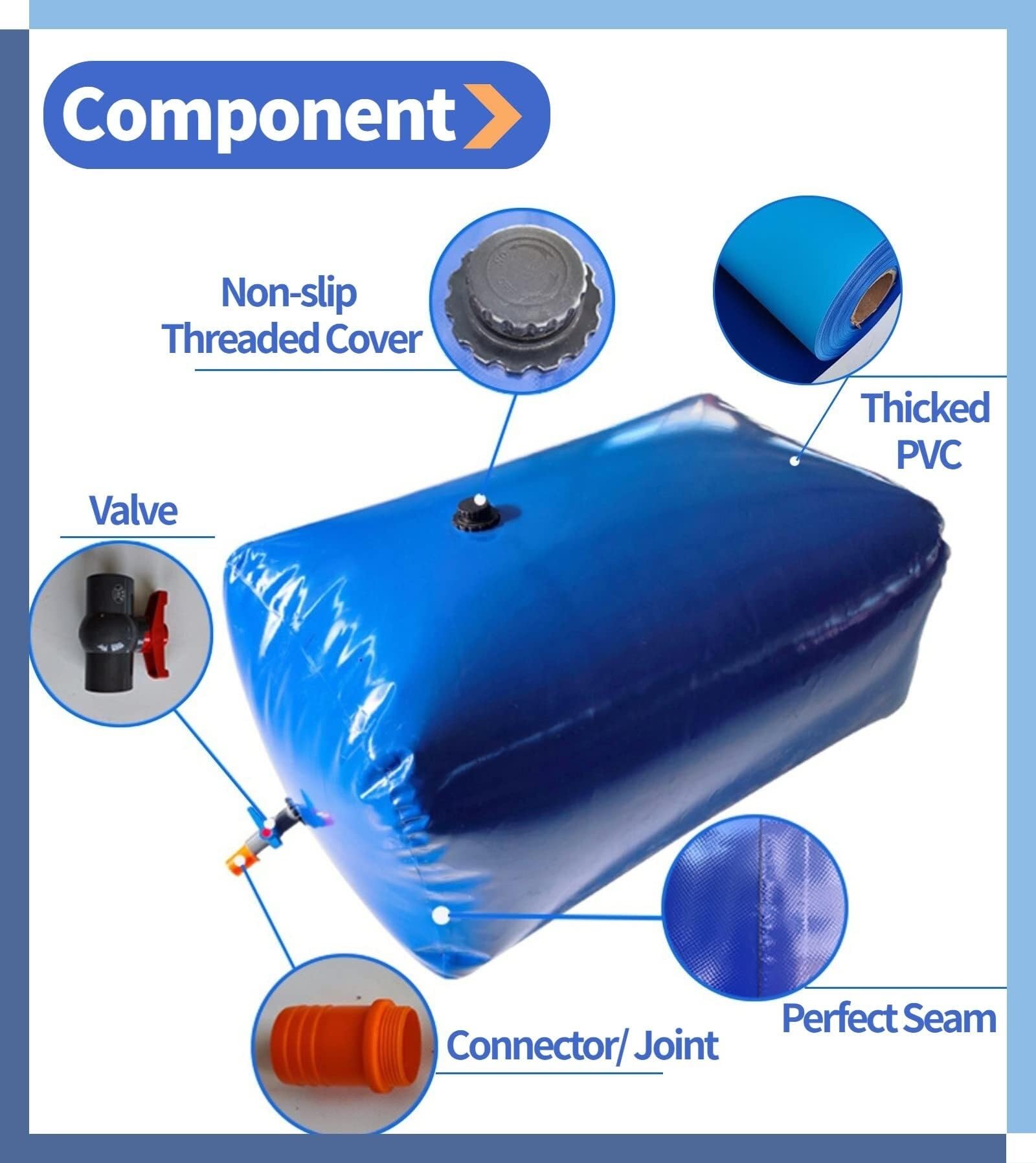 Depósito de Agua Flexible Container Water Storage Bag with Tap Thickened Garden Portable Used In Construction/Agriculture/Transportation Pre-Loading Bag for Bridges