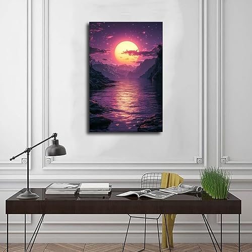 Miniatura 3 de ZMLIS 80s Aesthetic Synthwave Print  Retro Sunset Neon Art Poster for Cool Bedroom Vibe Canvas Posters Wall Art Bedroom Office Room Decor Gift
