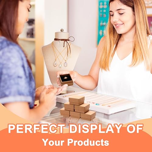 Miniatura 5 de Nosiny 120 cajas pequeñas para anillos a granel de 2 x 2 x 1.2 pulgadas, caja de joyería cuadrada de cartón kraft con tapas, aretes, collar, caja de