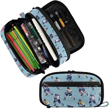 Wfrish Large Capacity Pencil Case, Ice Hockey Player 10 Waterproof Pencil Pouch with Zipper for School Supplies, College, Office, Travel, Durable Stationery Organizer Bag for Students Adults