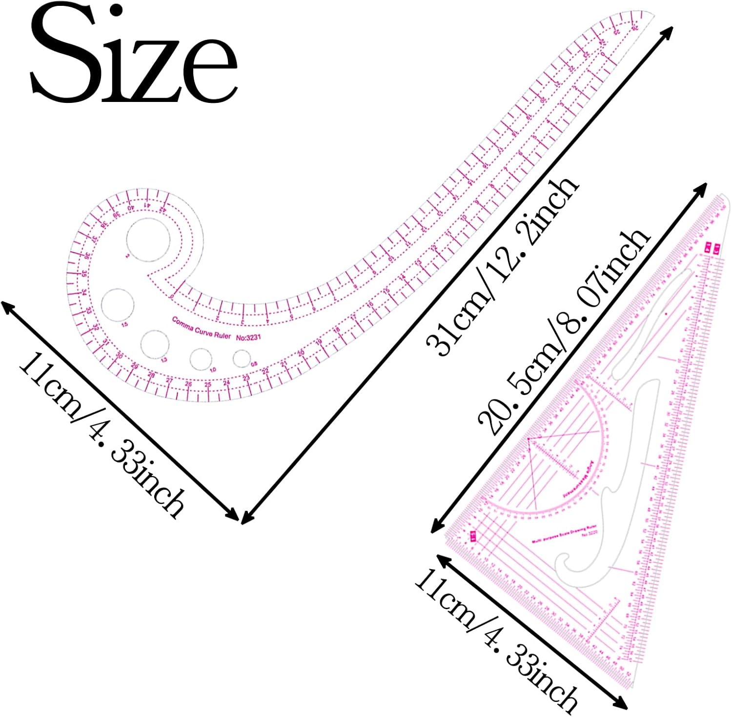 12PCS Sewing Curve Ruler Set Soft Patchwork Ruler for Beginners, Tailors, Designers, Quilting, Embroidery, Cross Stitch, Crochet, Knitting