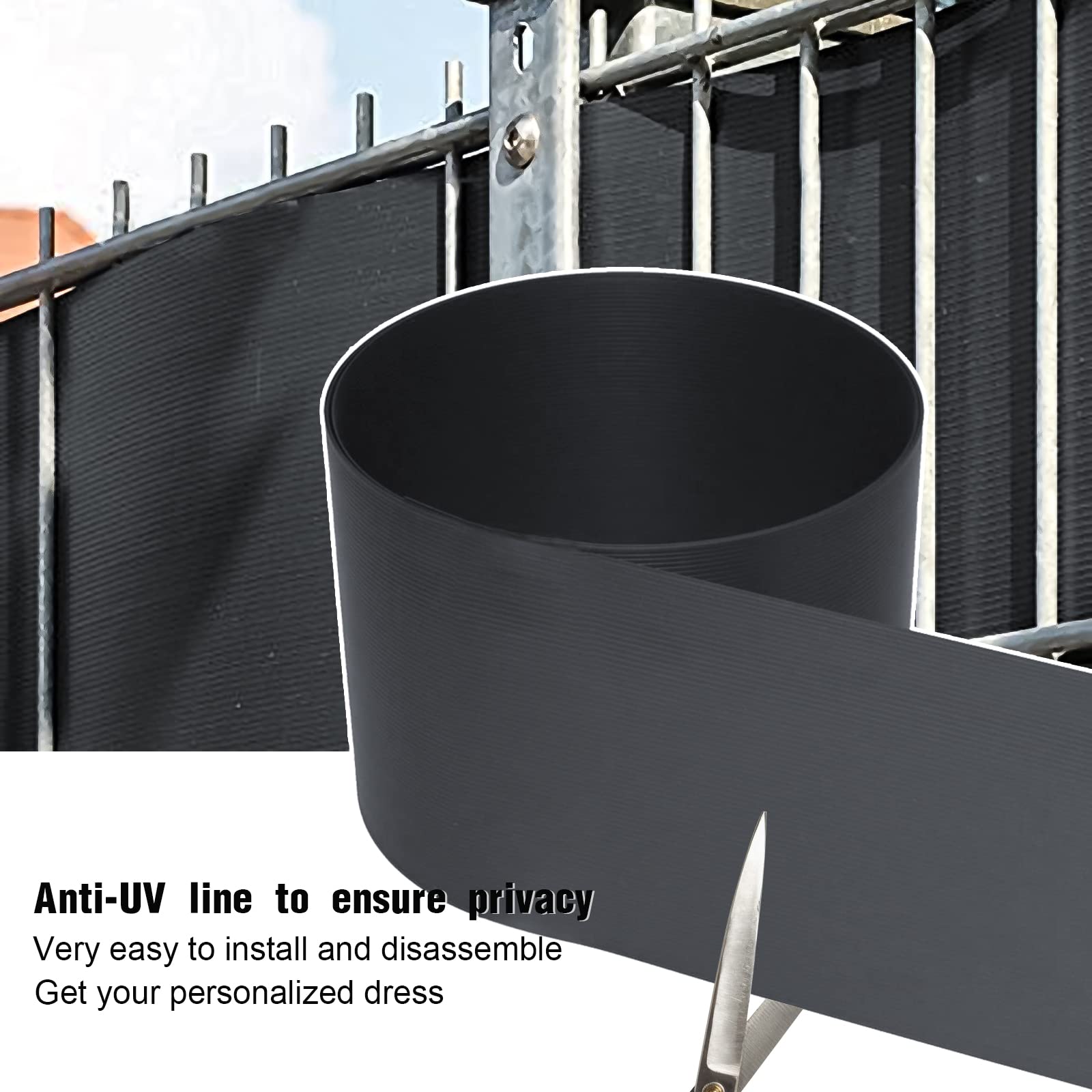 Frangivista Per Balcone SONGMICS - PVC Opaco, 0.19x40m, Resistente UV, 25 Fascette, Colore Antracite - Foto 9