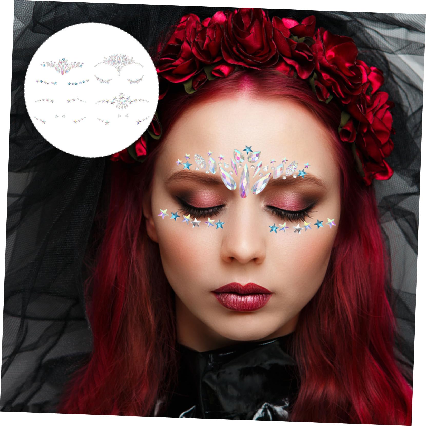 FOMIYES 20fogli Adesivi Strass Faciali Stickers Occhi e Sopracciglia Di Gemme Strass Autoadesive Per Festival Feste e Cosplay Decorazioni Per Trucco e Costumi