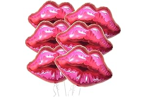 Red Kiss, Big Lips, Love Heart Balloons Pack of 6
