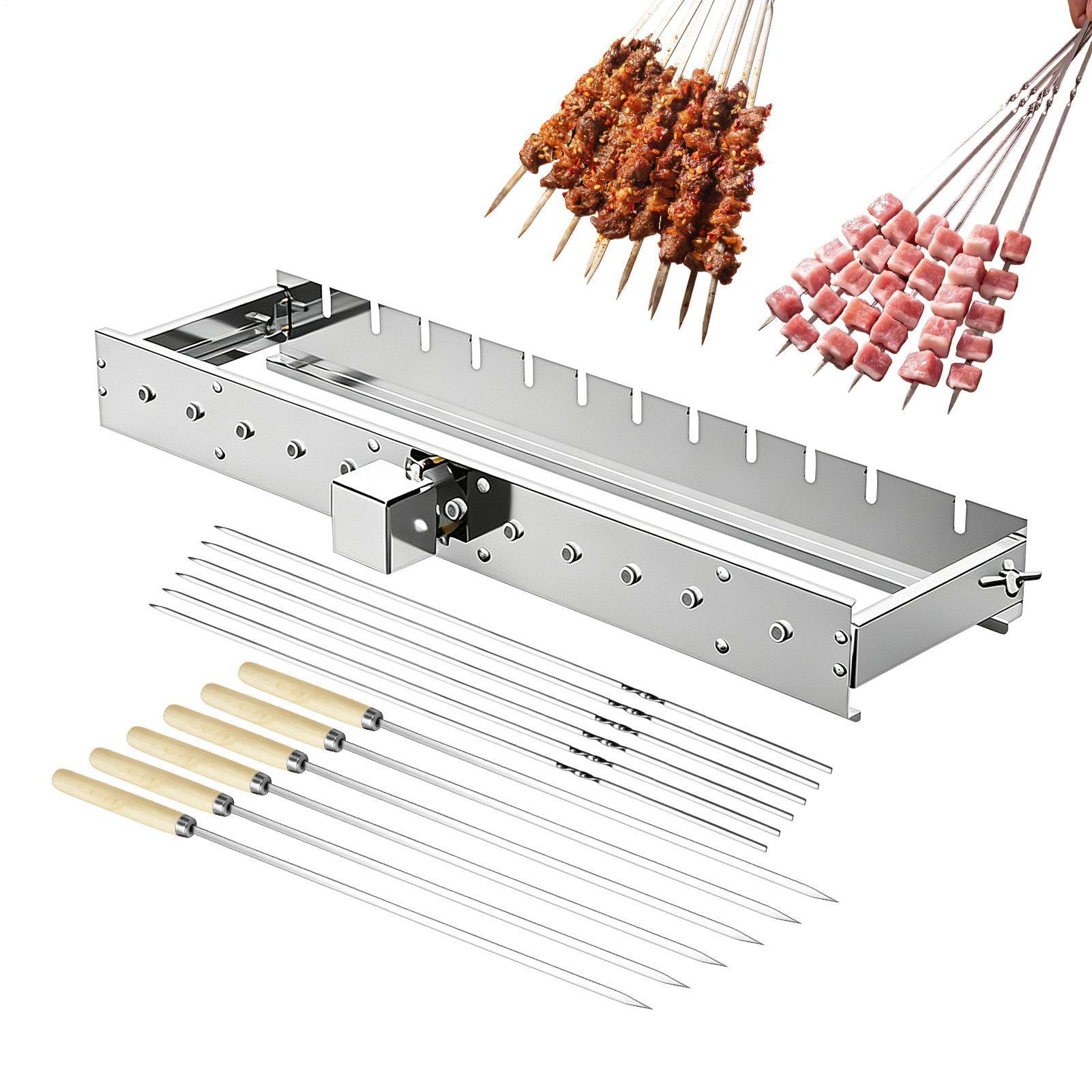 Turner Automático Para Brochetas, Turner Para Barbacoa De Ancho Ajustable C | Parrilla giratoria automática para cocinar al aire libre, Camping, barbacoa, patio trasero, , reunión familiar