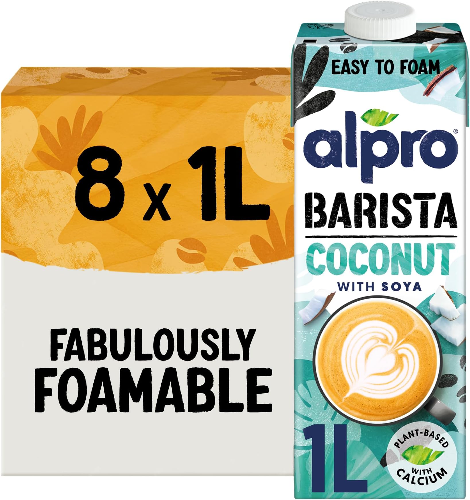 Alpro Barista Coconut Drink - Plant-Based Long Life Dairy Free & Lactose Free - Great for Coffee Foam - 1L (Pack of 8)