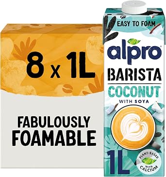 Alpro Barista Coconut Drink Long Life Milk Alternative 1L 8 Pack | Vegan, Dairy Free and Lactose Free Milk Alternative