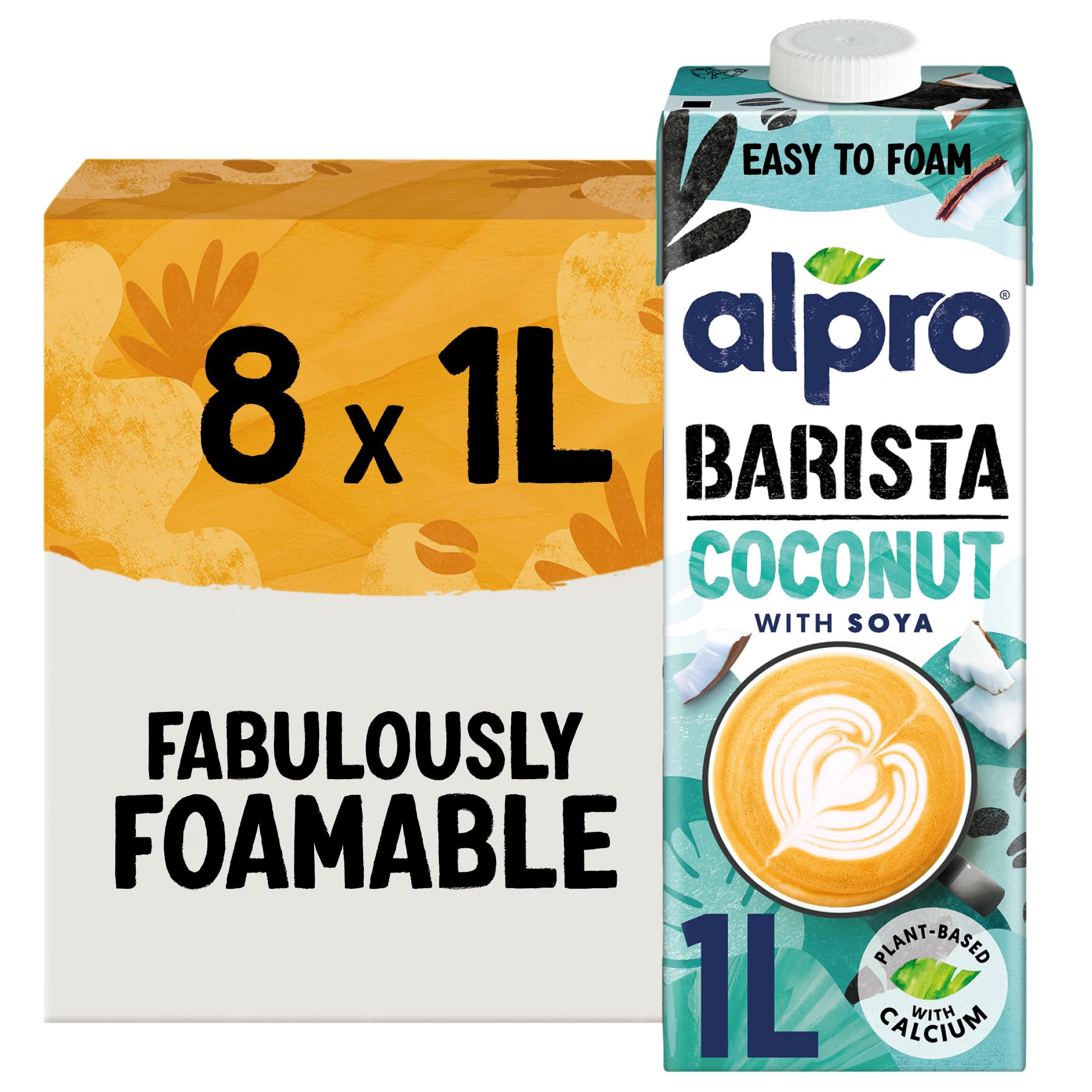 Alpro Barista Coconut Drink - Plant-Based Long Life Dairy Free & Lactose Free - Great for Coffee Foam - 1L (Pack of 8)