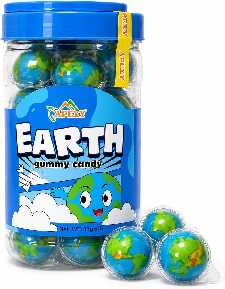 Eyeball Gummies - with Fruity Liquid Center Eyeball Candy for Halloween, Birthday, Trick Or Treat, Party Candy - Jelly Filled Gummies Candy for Kids, Fat Free, Nut Free. (Planet)