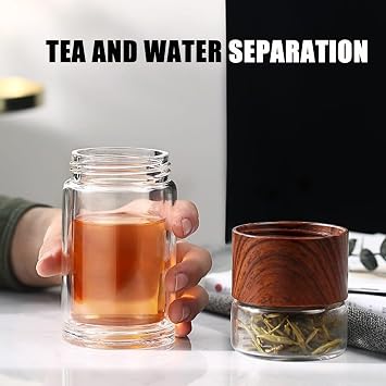 Tea Infuser, Glass Tea Infuser Bottle, 3 in 1 Smart Tea Maker for Loose Leaf Tea Steeper, Light Portable Travel Tea Maker with 304 Stainless Tea Filter (Green,14oz)