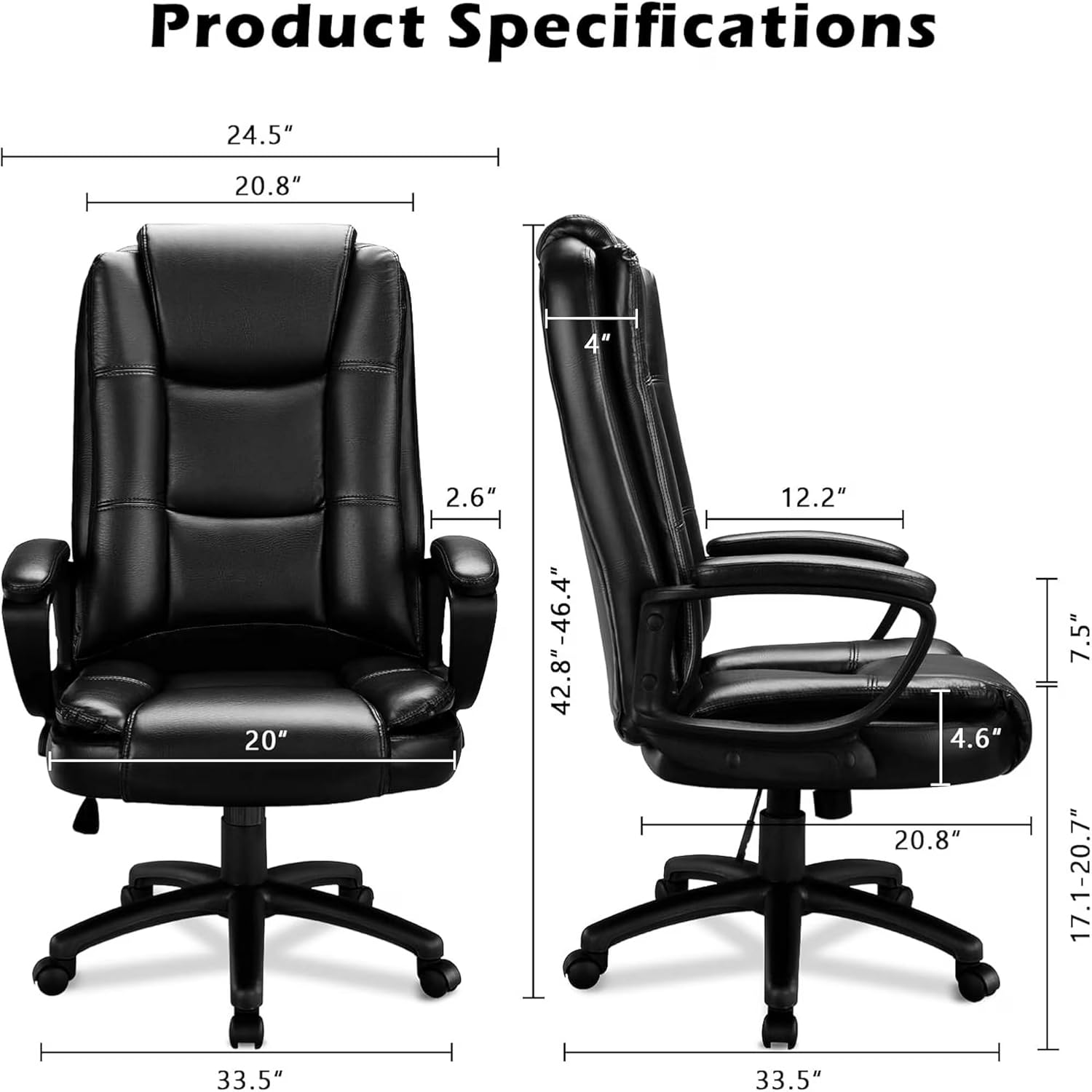 bossin big and tall home office computer chair for adults, high back desk chair for heavy duty 400 lbs