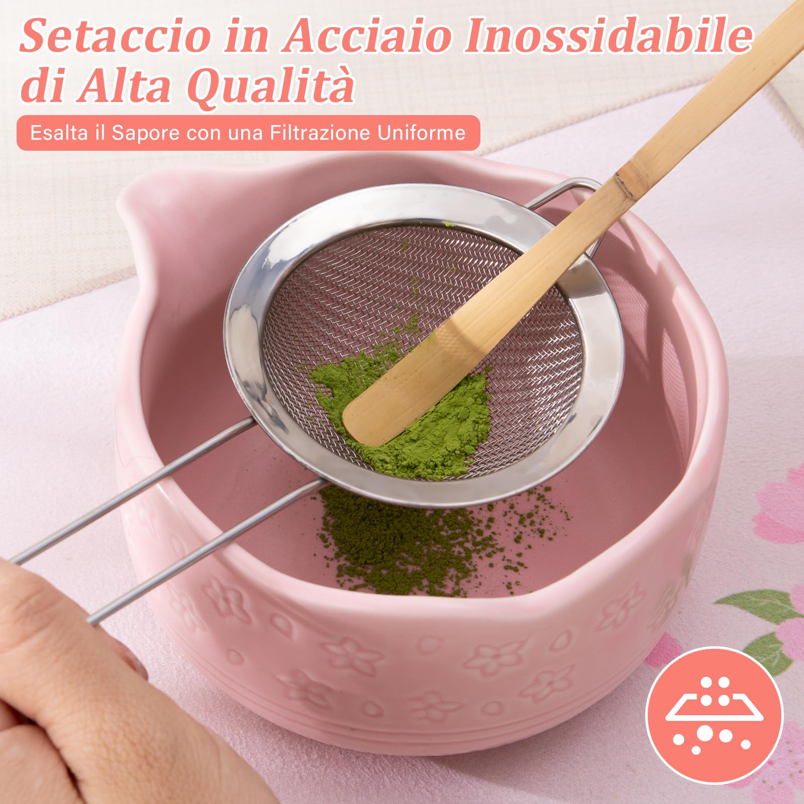 Matcha Kit - Matcha Set 7 pezzi: ciotola in ceramica, frusta e portafrusta, cucchiaio in bambù e porta in ceramica, colino, strofinaccio, regali per principianti e appassionati con elegante scatola