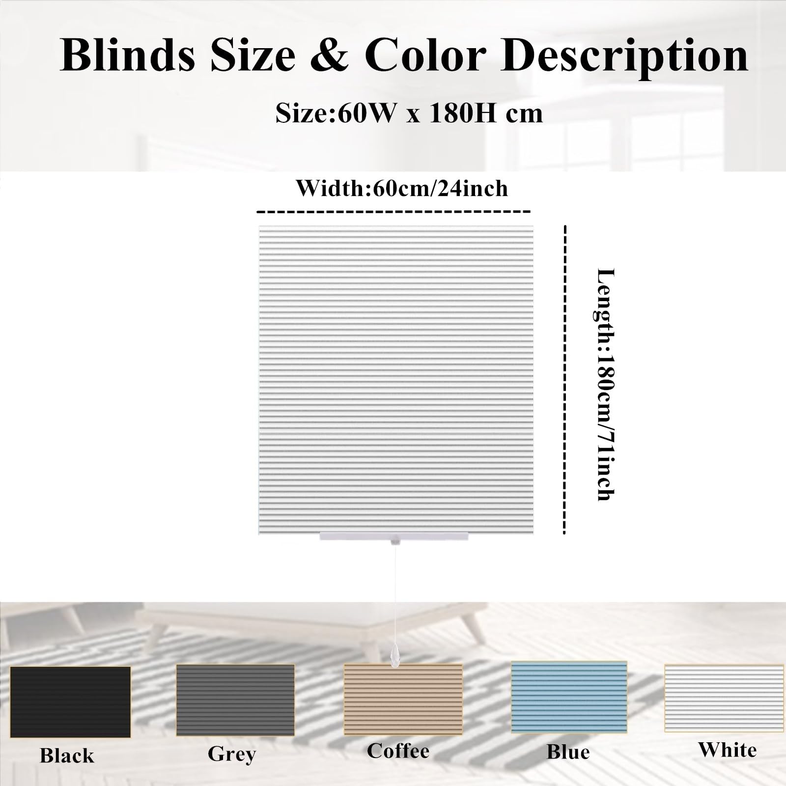 No Drill Blinds Stick On Temporary Blinds Self Adhesive No Screw Adjustable Light Filtering Pleated Paper Blinds For Bathroom Kitchen Bedroom Windows Doors - Image 3