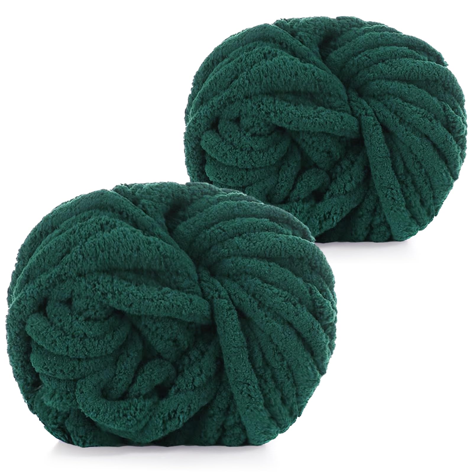 Coopay Dicke Wolle zum Häkeln, 2x240g Sperrige Armstricken Wolle zum Handstricken, Soft Chunky xxl Wolle zum Stricken für Decken, Kissen, Haustier Nest - Dunkelgrün
