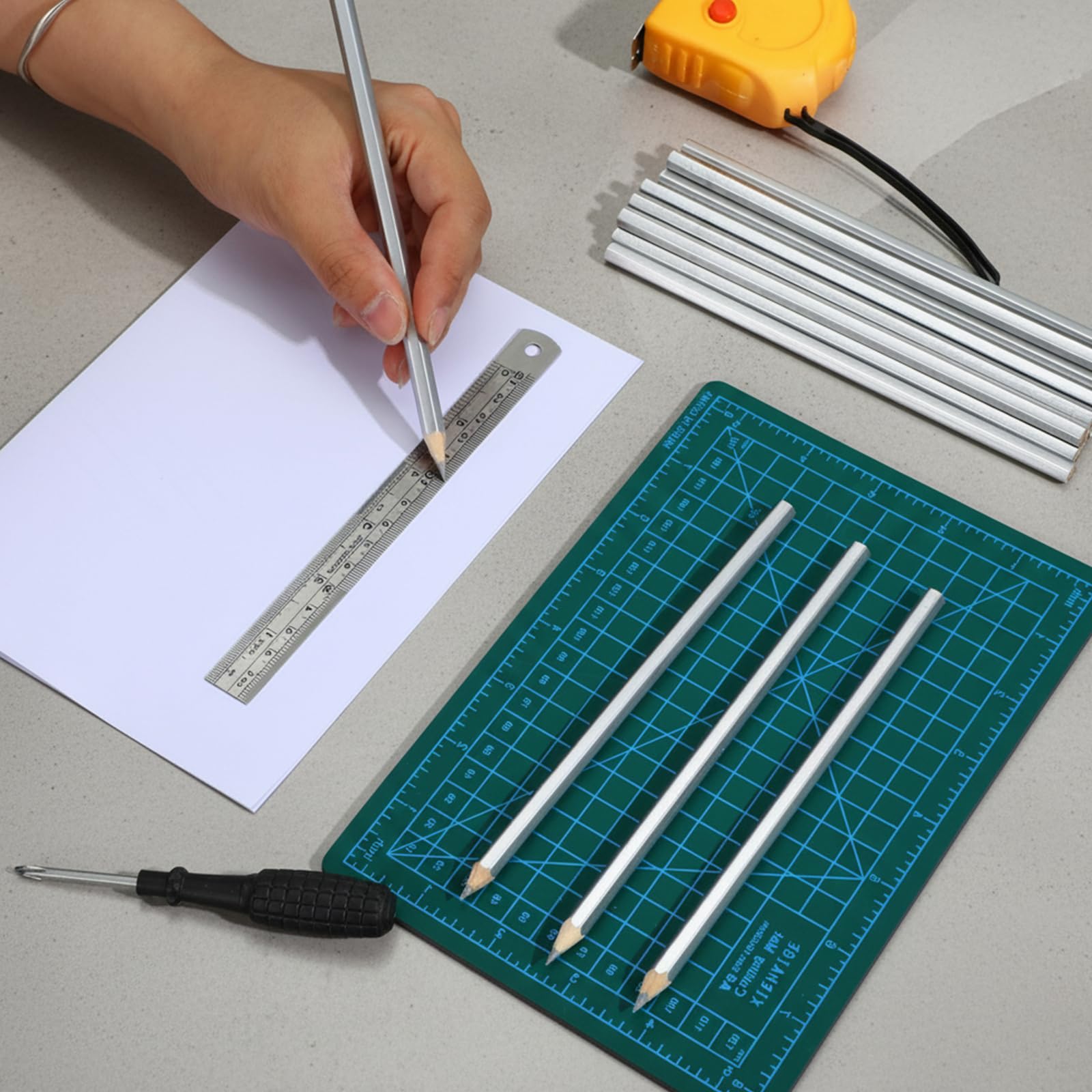 24pcs Silver Streak Welders Pencil 6.9inch Metal Marking Pencil Metallic Silver Pencils for Metal Construction Welding Pencils Marking Tools for Workers Plumbers Framers Carpenters — Amazon image 6