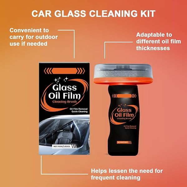 3PCS Glass Oil Film Remover for Car,100ml Roll-On Glass Compound with Cleaning Board, Removes Oil Film & Smudges,Automotive Oil Film Cleaning Brush for Car Windows - 2