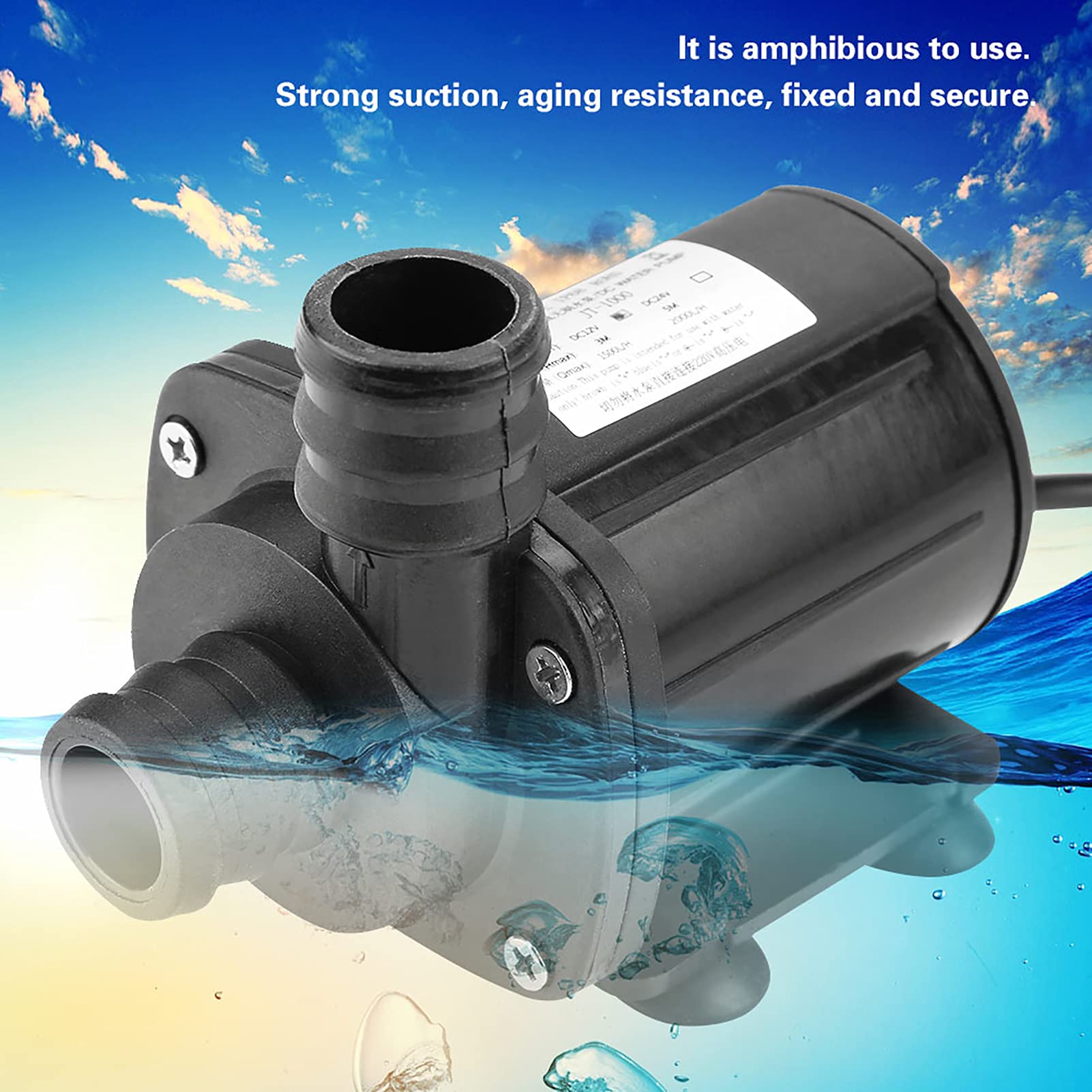 Garosa Bomba de Agua Sin Escobillas 12V DC 1500L/H, JT-1000A-12, Motor Silencioso 35DB, para Pecera Acuario Jardín Fuentes