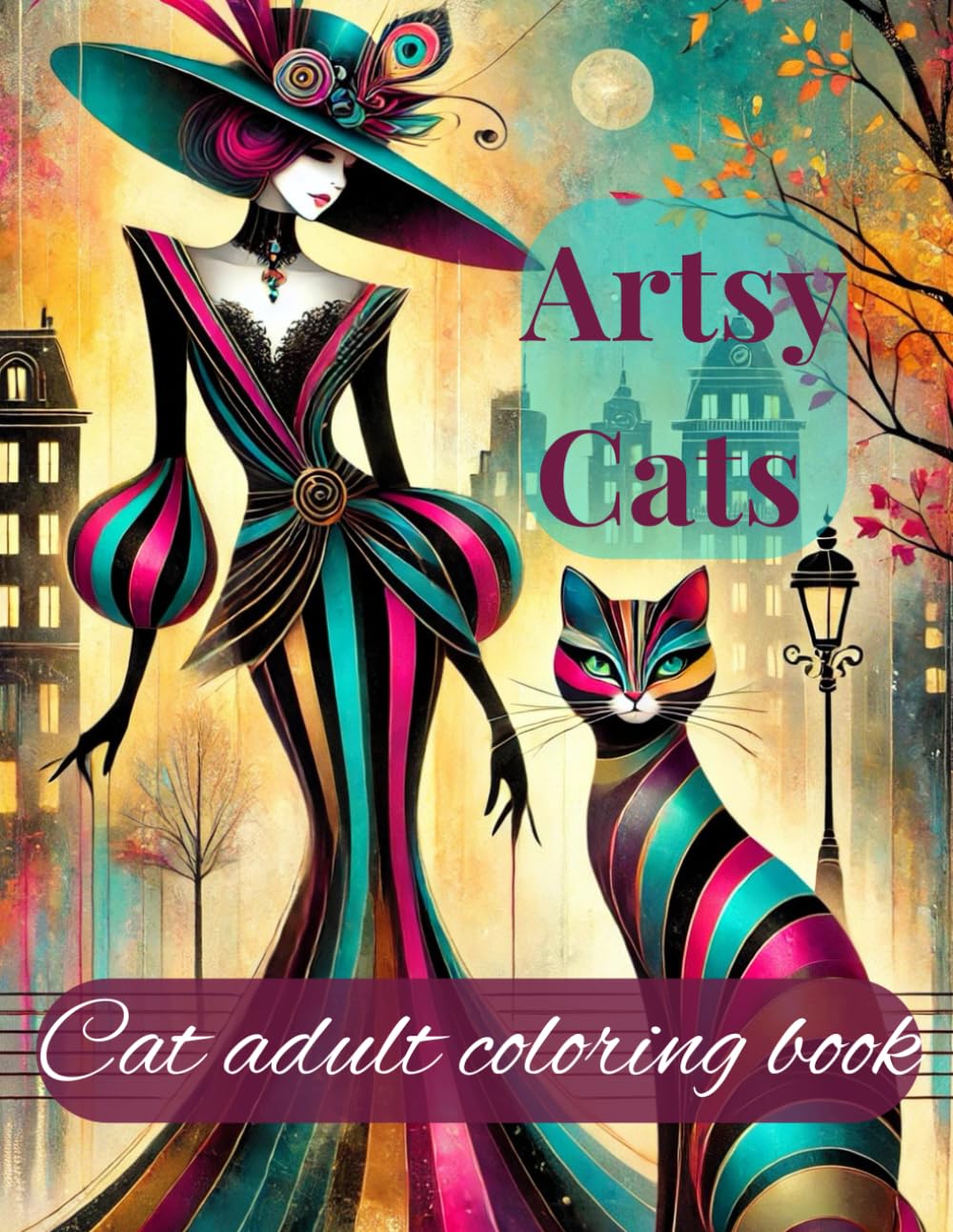 Artsy Cats: Cat Adult Coloring Book for Relaxation Stress Relief Gifts and Stress Relief - Perfect Gift for Cat Lovers.