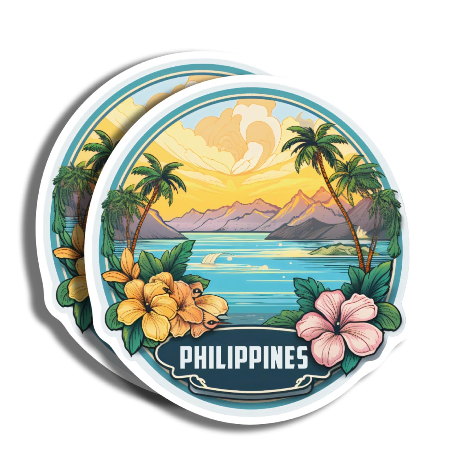 Philippines Stickers - 5" Decal - Famous Landmarks - for Luggage, Laptop, Water Bottle, Car, Scrapbooking - Philippines Souvenir - 130+ Options to Choose from - Latex Printed - Made in USA PLS498