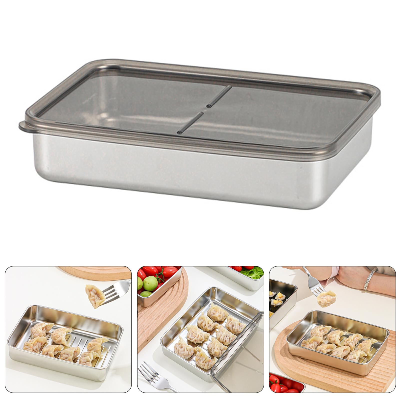 Mehrzweck-Frischhaltedose aus 304 Edelstahl mit dichtem Deckel, Snack-Behälter, geeignet für Käse und Fleisch, Käse