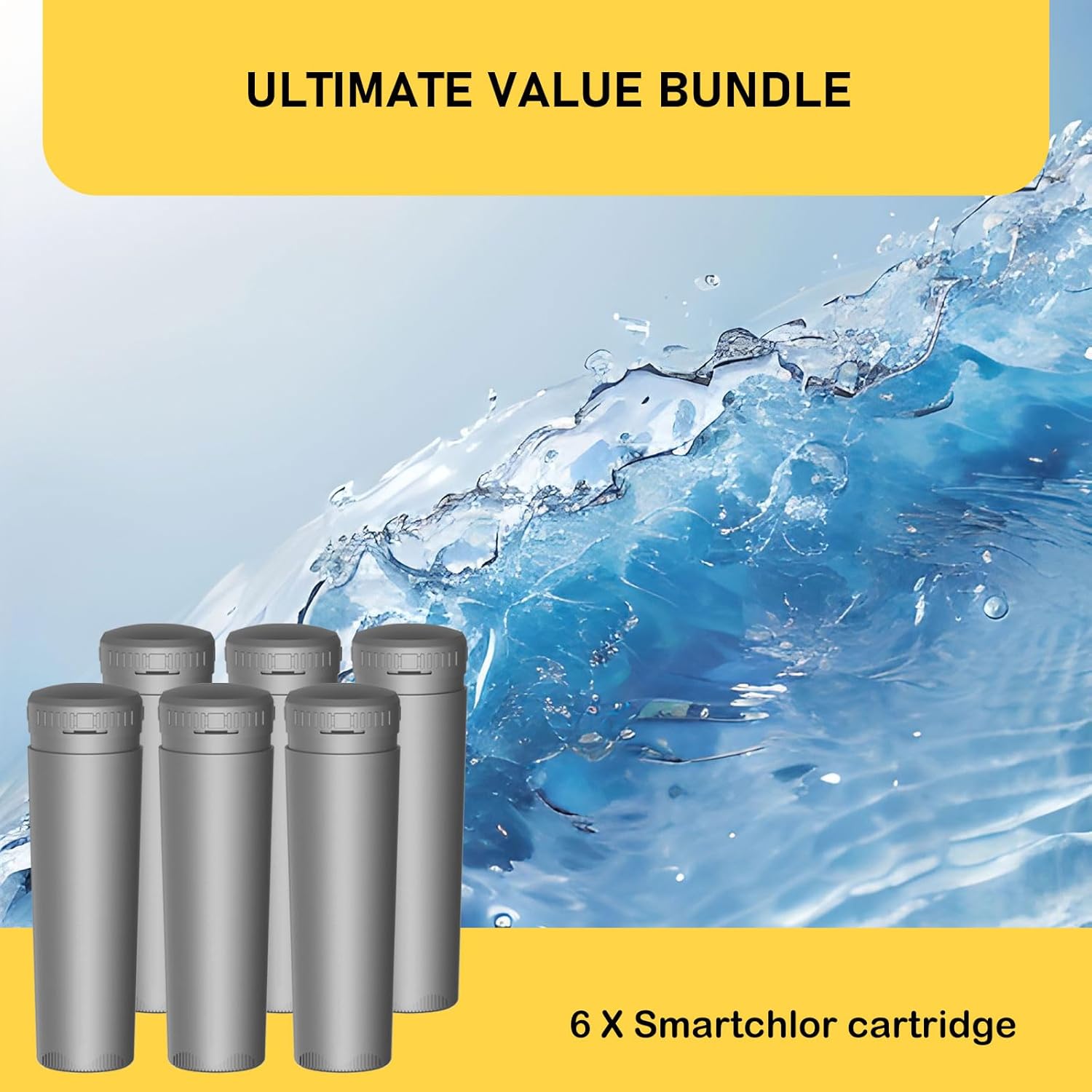Hot Tub in-Line Replacement Cartridge Compatible with FROG @Ease in-Line SmartChlor Mineral Cartridge System for Marquis, Caldera, Artesian, and Hot Springs Spas up to 600 gallons CYA Free 6 Pack