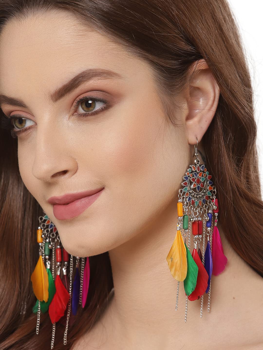 Stylish Oxidised Feather Earrings, Trendy Design