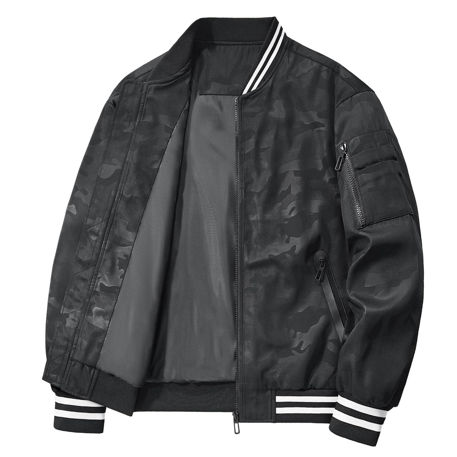 Generisch Softshelljacke Damen Wasserdicht Einfarbige, große Outdoor- und Winterjacke für Männer mit mehreren Taschen Revers, Baseballjacke den Fluganzug der Luftwaffe