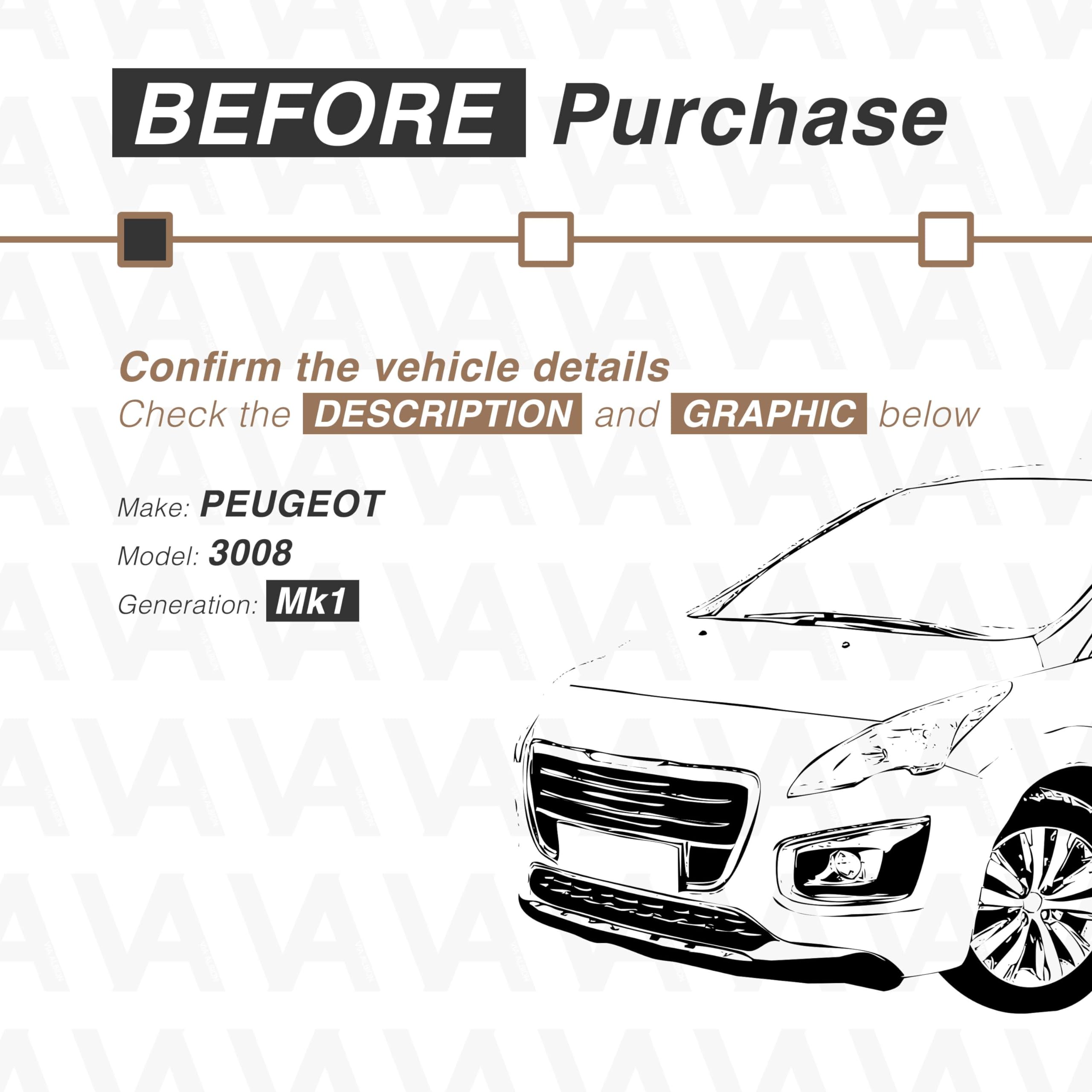 Paquete triple para limpiaparabrisas Peugeot 3008 [MK1] 2009-2016