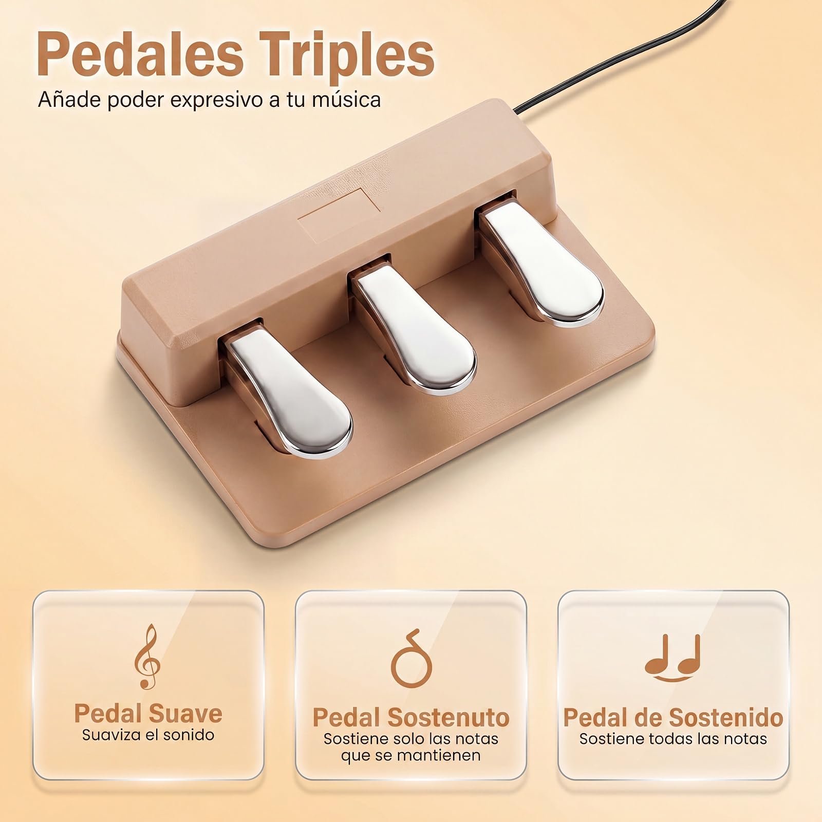 COSTWAY Piano Digital 88 Teclas,Piano Eléctrico Doméstico para Principiante | Teclado Musical Semicontrapesado con Atril, 3 Pedales, 80 Canciones de Demostración, 800 Tonos, 600 Ritmos y MIDI USB
