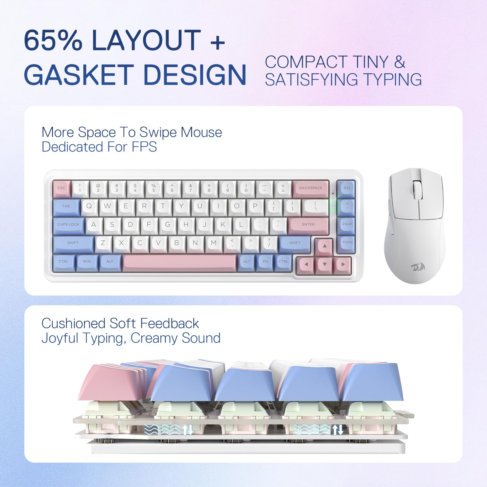 Amazon | Redragon K709 PRO 65% ワイヤレスガスケット RGBゲーミング