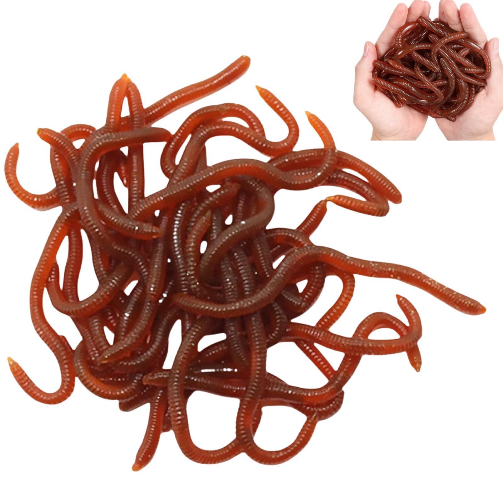 50PCS Realistic Stretchy Earthworm Scary Props, Soft Stretchy Toys, Plastic Worms, Worm Prank Trick Toy, Suitable for April Fools Day