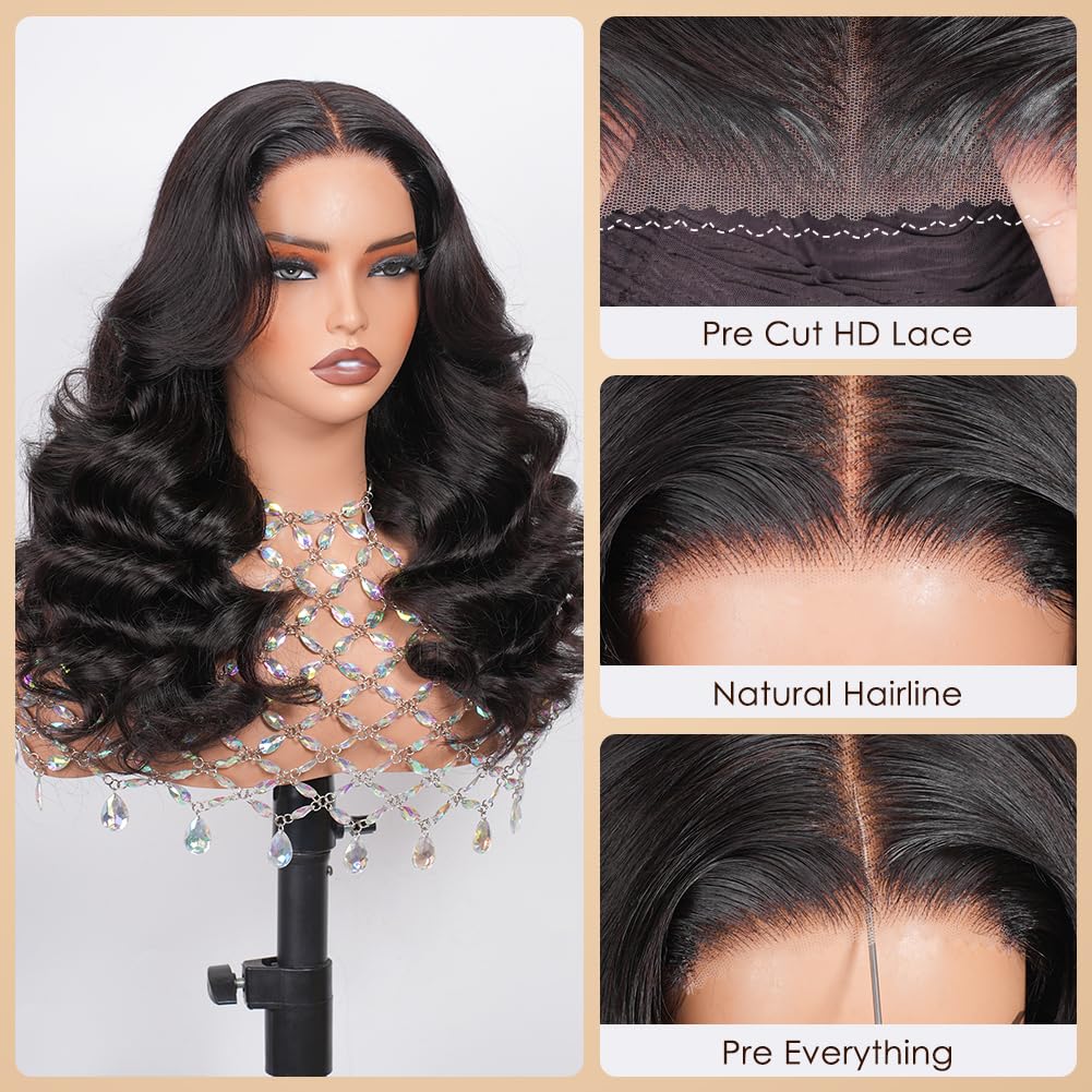 Hedy #4/27 Ombre Highlight Wear and Go Glueless Wigs Human Hair Pre Plucked Pre Bleached Small Knots 150 Density Colored Body Wave Human Hair Wigs for Women Glueless 26 Inch HD Lace