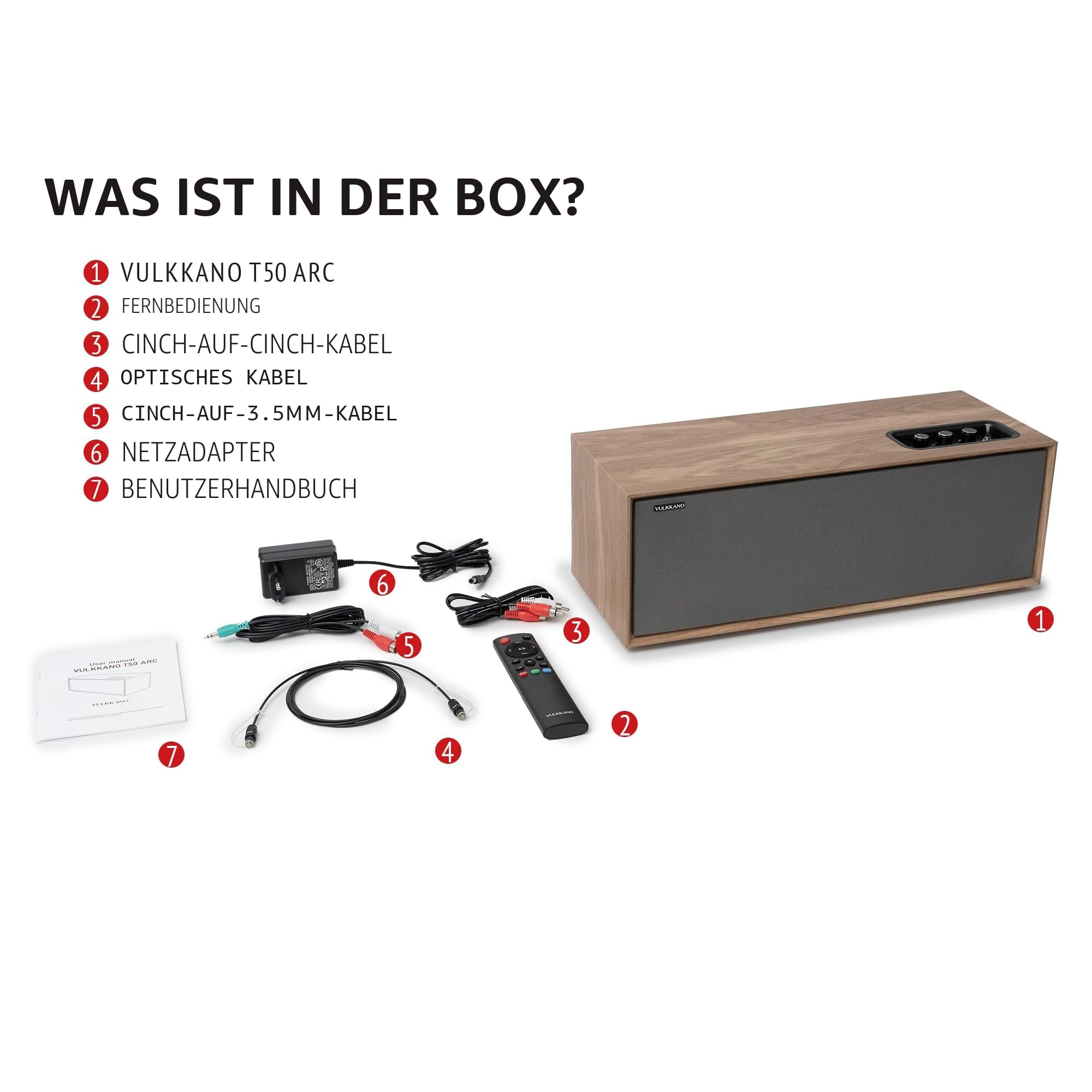 VULKKANO T50 ARC Aktivlautsprecher mit 50W Leistung, 4 Doppelrohr Woofer, HDMI ARC, Bluetooth 5.0, RCA, AUX, USB, Lautsprecher für Fernseher, den Tisch oder das Regal