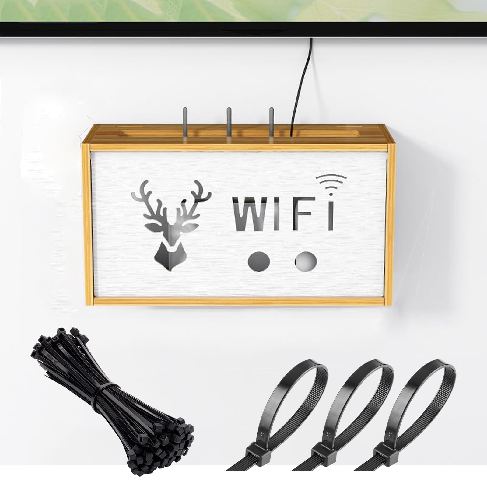 Catekro Routeur WiFi Boîte de Rangement, Étagères Flottantes, TV Rack Top Rack Mural Multicouche Rangement Rangement Étagère, Meuble TV Étagères Murales (Marron-bois-OA271)