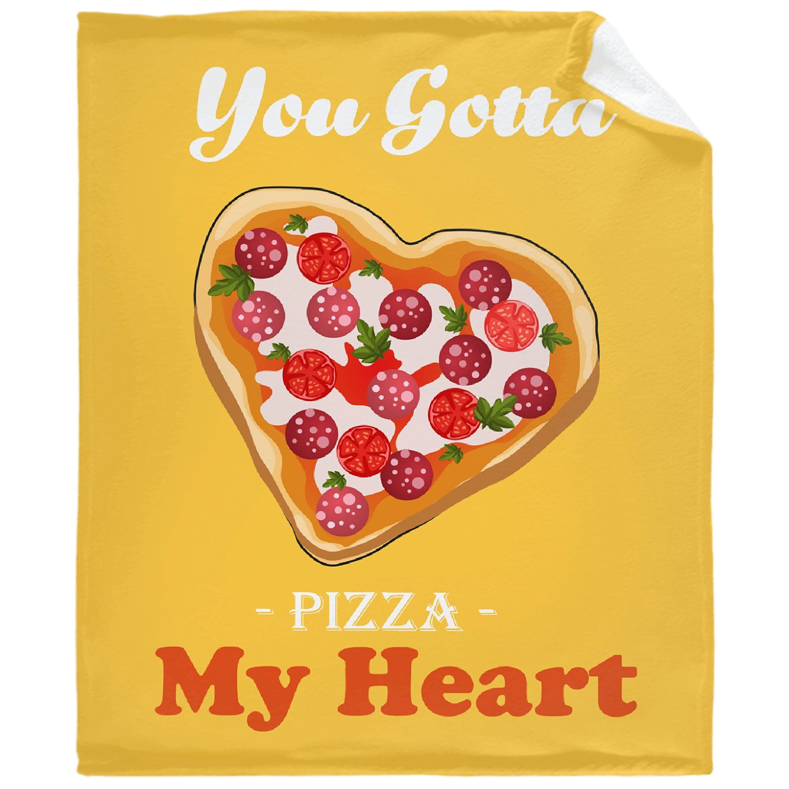 Vajrapani You Gotta Pizza My Heart Blanket for Loved One, Pizza Pun Gifts Cozy Throw Blanket Yellow Soft Lightweight for Home Living Room Bed Sofa Couch Cuddle Small Size 50"x40" Kids