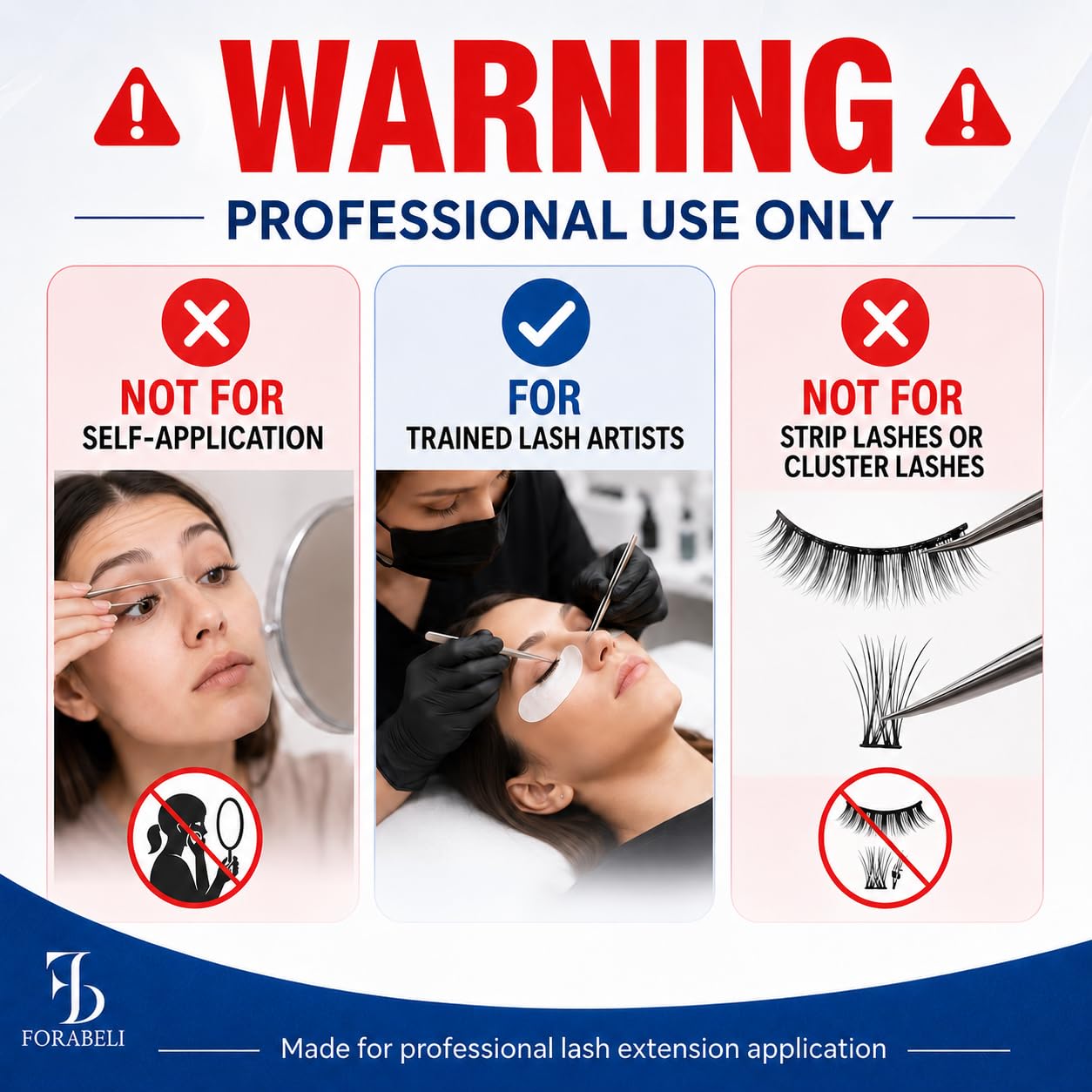 Forabeli Pegamento para extensiones de pestañas pelo a pelo extra fuerte Pro Care 5 ml | 1-2 segundos Tiempo de secado | Retención 8 semanas | Uso profesional | Adhesivo negro semipermanente