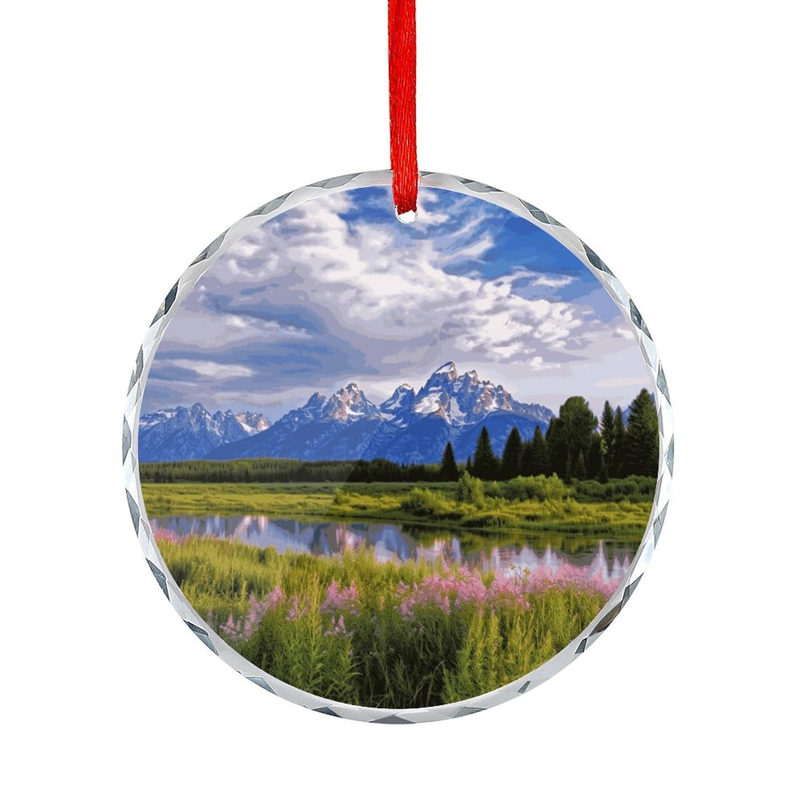 Btcowzrv Style Grand Teton National Park Round Ornament Hanging Pendant Decor