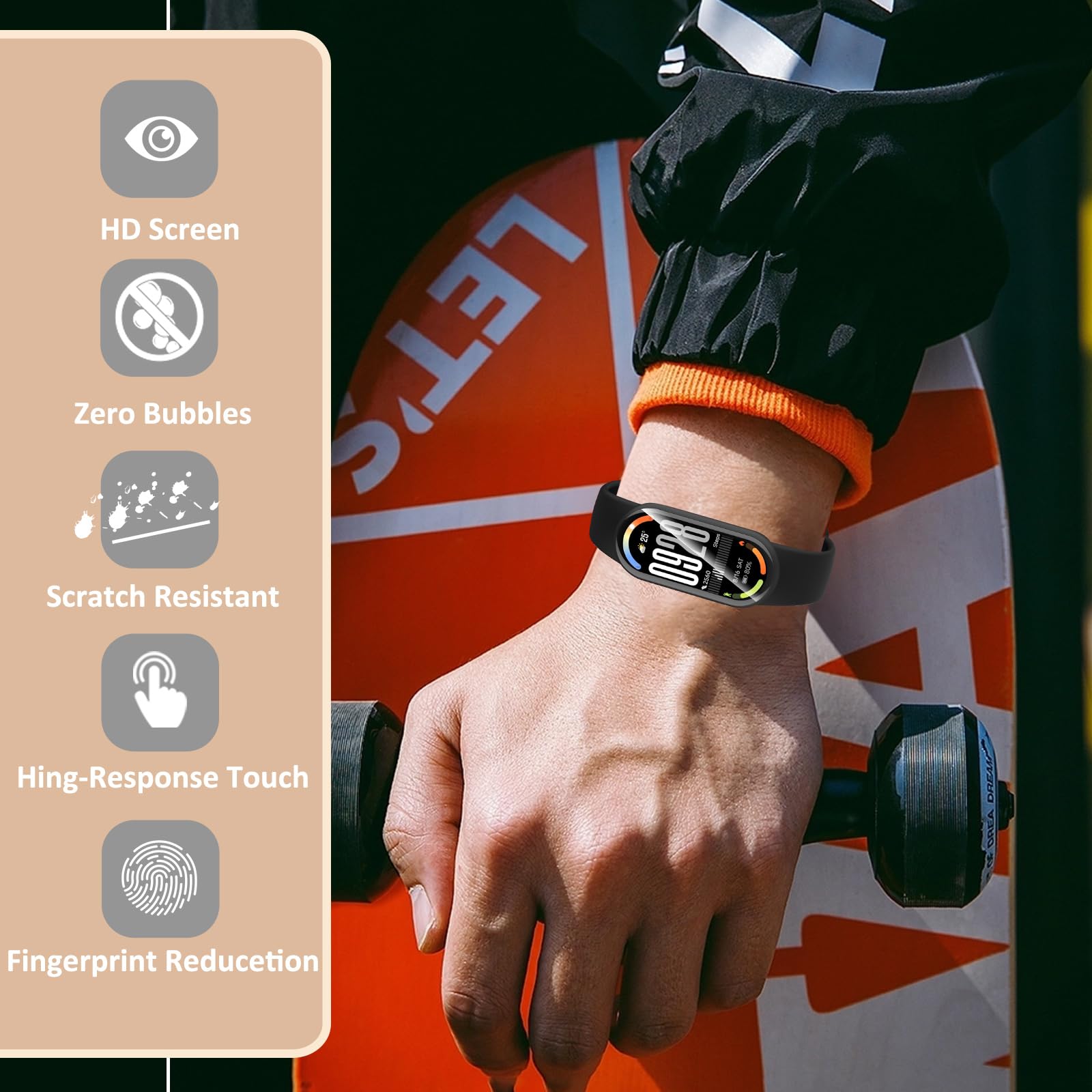 Hianjoo 6 sztuk folii ochronnej, kompatybilna z Xiaomi Smart Band 10, twardość 9H, odporna na olej/odporna na zarysowania, folia ochronna na wyświetlacz kompatybilna z Xiaomi Smart Band 10
