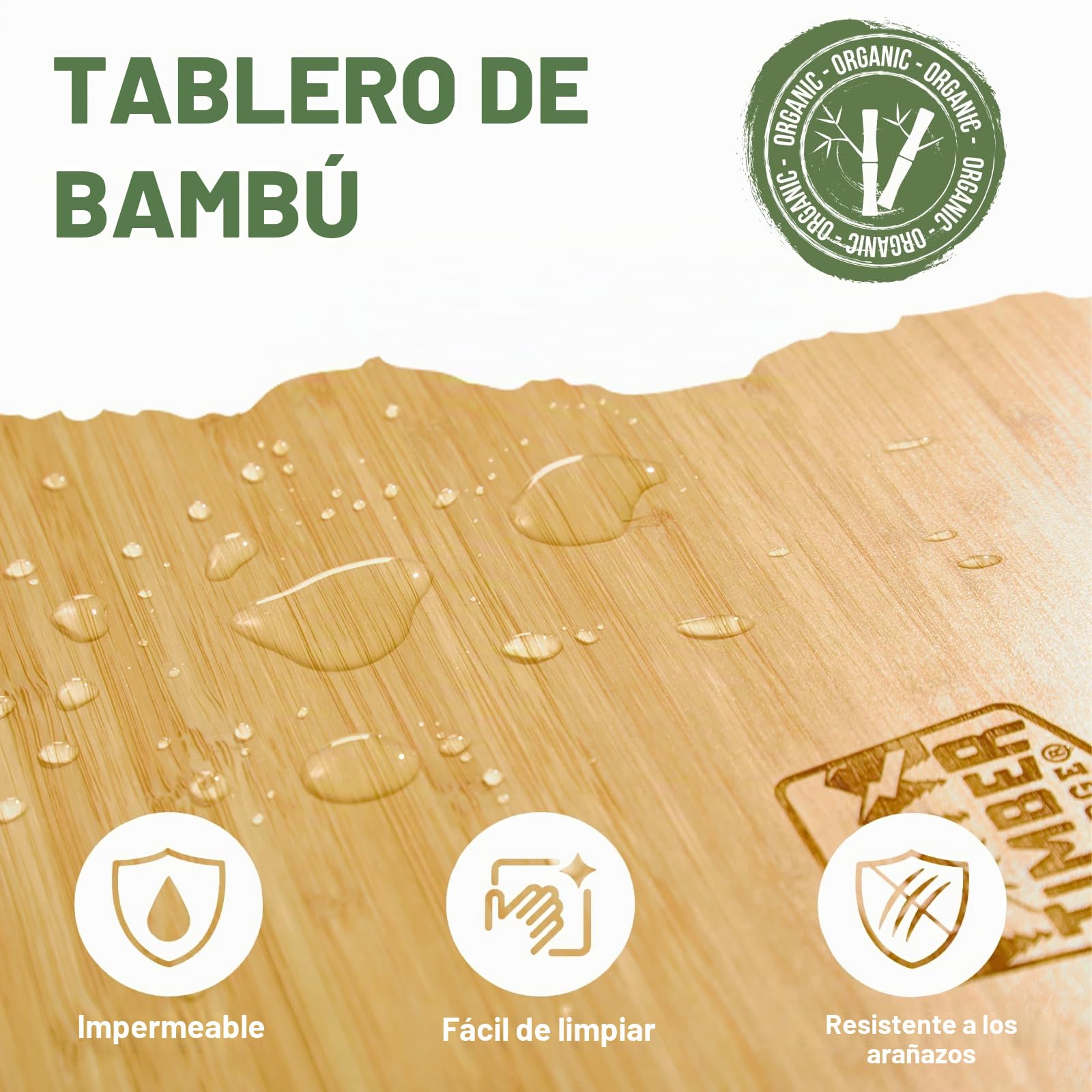 TIMBER RIDGE Mesa de camping plegable de bambú, altura regulable