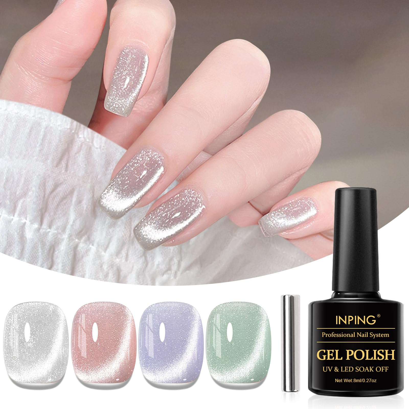 UV Nagellack Pastell Sommer Gel-Nagellack Set Gellack Langlebige Gelnägel | INPING 10 Farben Frühling Sommer Makronen Neon Glitzer Rosa Langlebige Gelnägel für Frauen zu Hause French Maniküre Kit 8ML