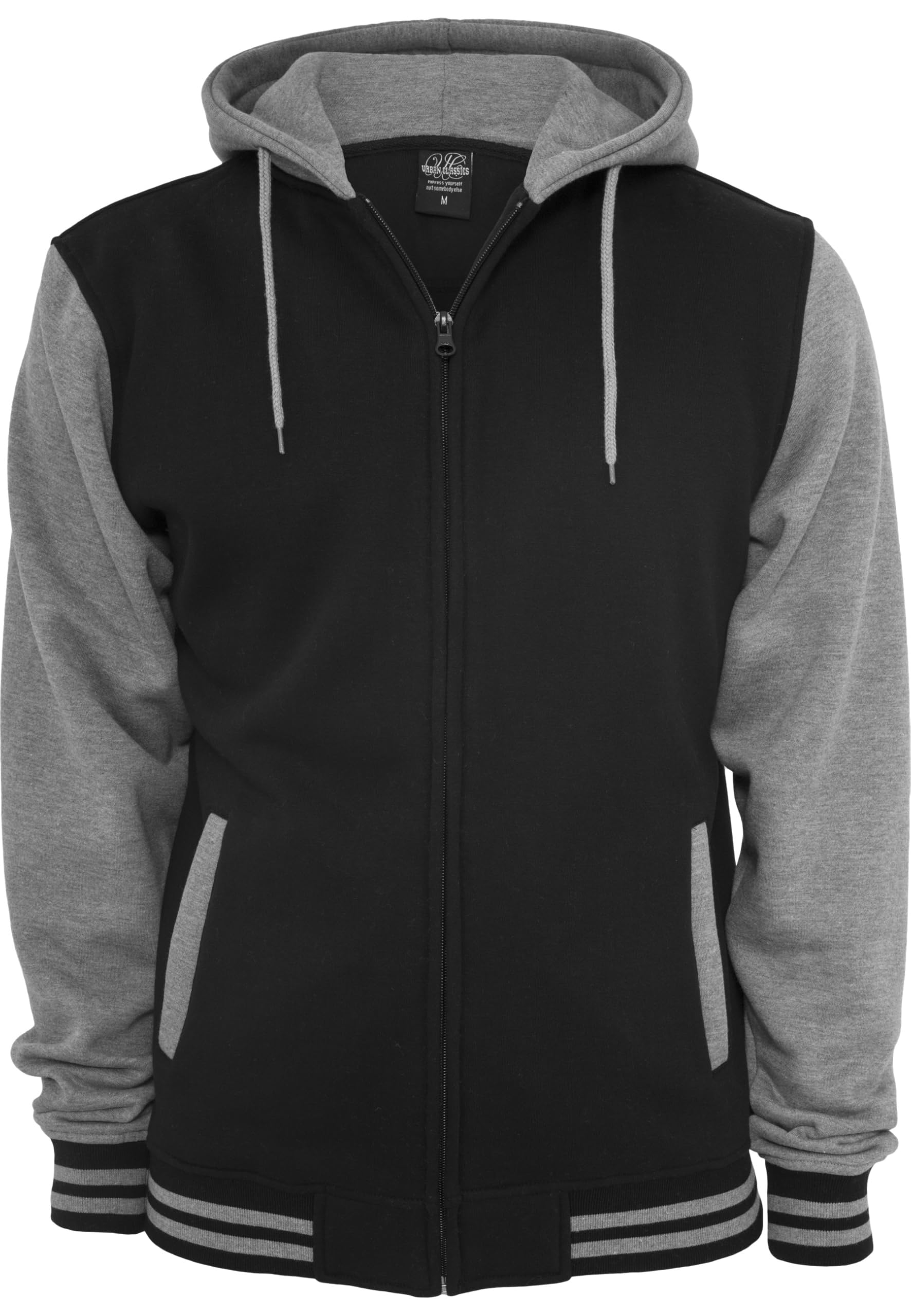 Urban Classics Mens 2-tone Zip Hoody Sweatshirt, Blk/Gry, XL EU