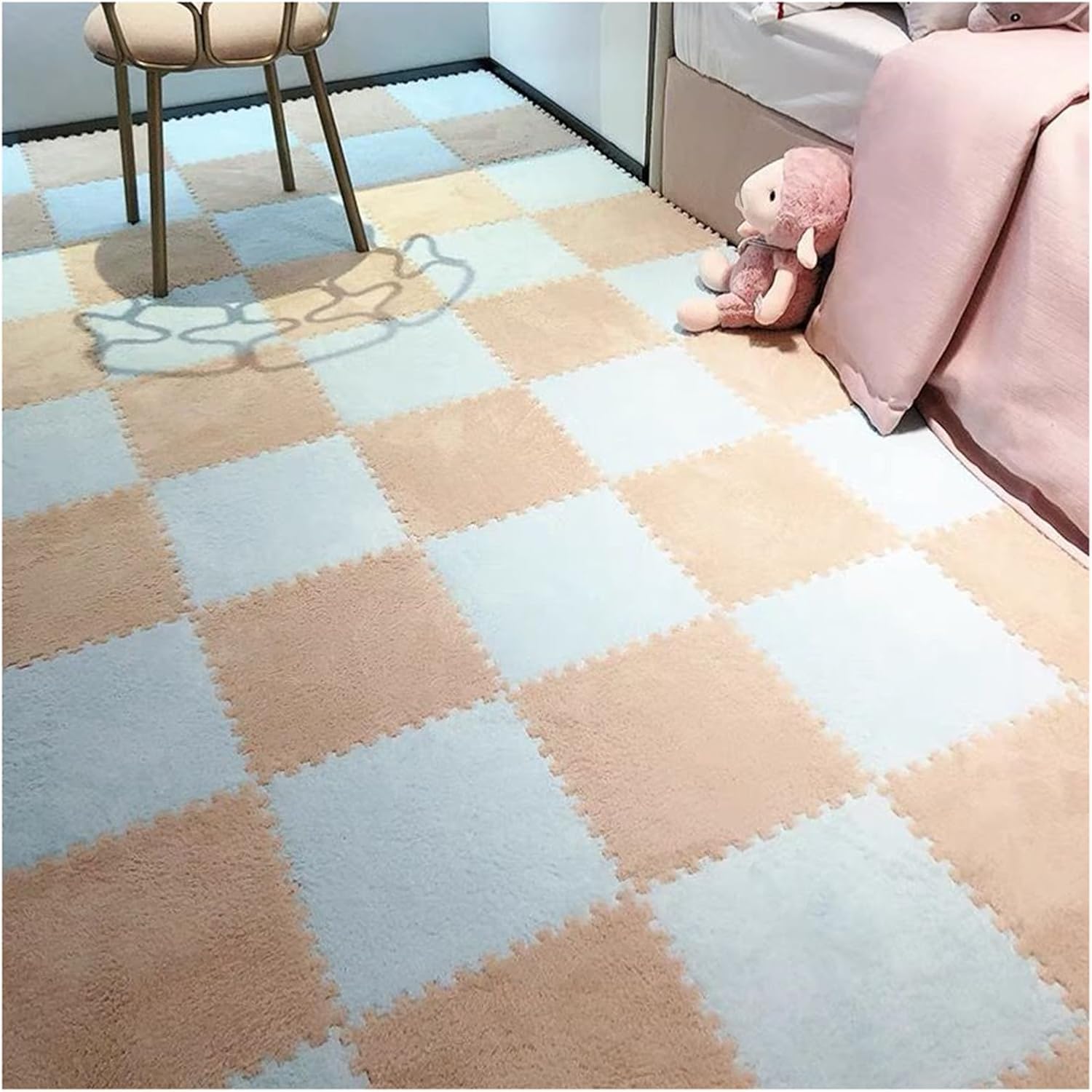 Tapis de sol carrés en mousse moelleuse pour isoler les sols froids