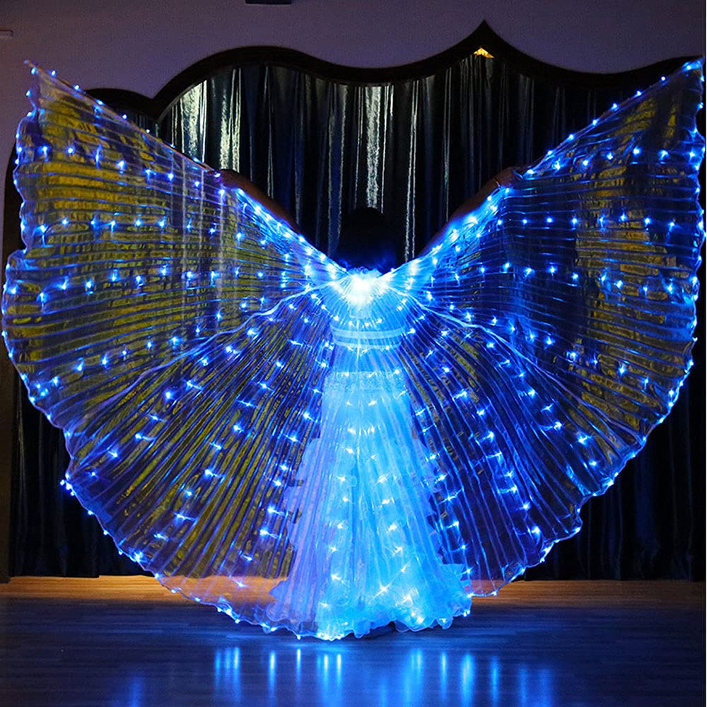 Ailes Papillon Lumineuses 110 Cm Ragyzity Ailes D'Isis à DEL – Costumes De Danse Du Ventre Avec Bâtons, Ailes De Papillon à LED, Ailes D'ange Lumineuses à DEL Pour Carnaval, Scène, Halloween